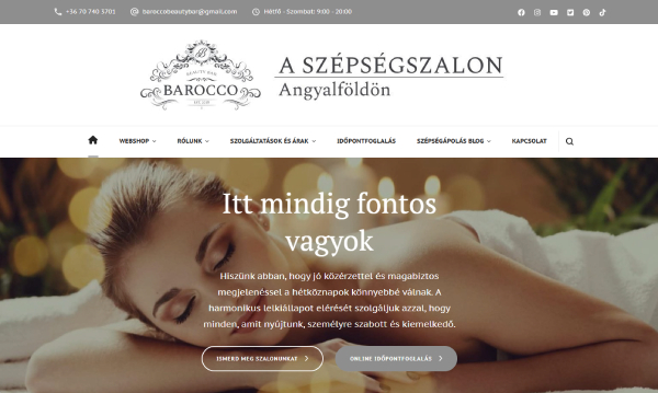 Barocco Beauty Bar beauty salon website