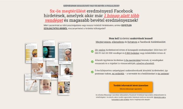 Szalontuning ad creation landing page