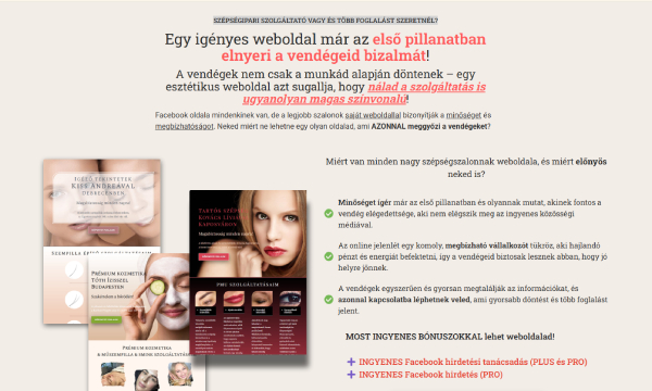 Szalontuning website creation landing page