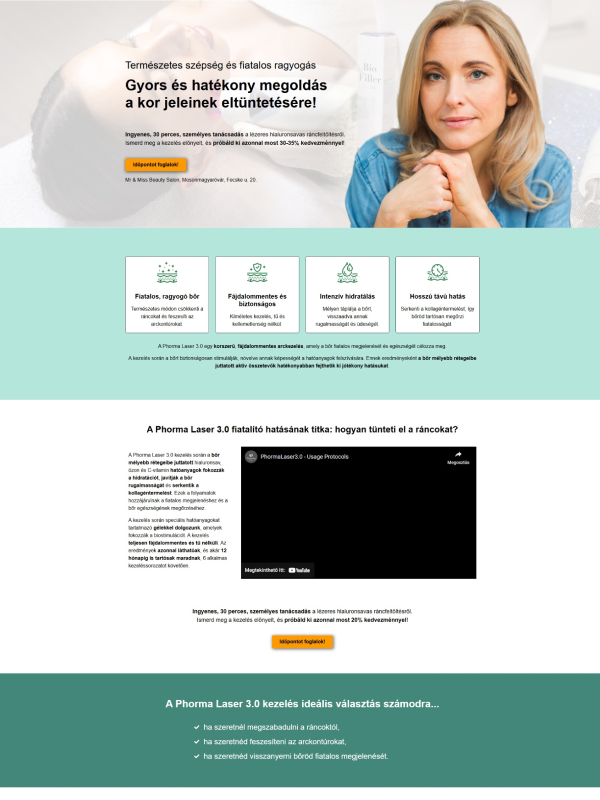 Mr and Miss Beauty Salon Phorma Laser 3 Landing oldal